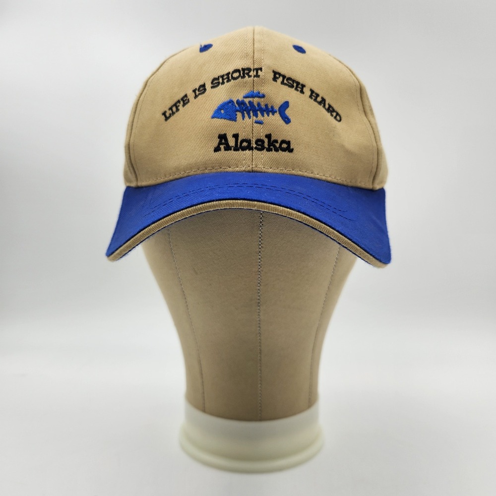 Arctic Gear Alaska Life Is Short Fish Hard Tan Blue Fishing Baseball Cap Hat
